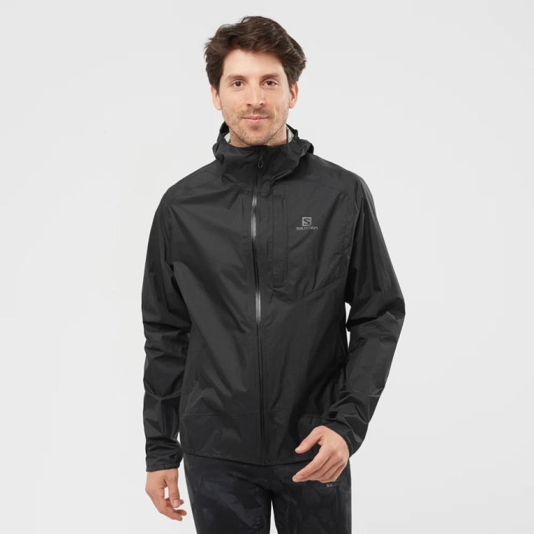 Black Salomon Bonatti Waterproof Men\'s Shell Jackets | IE QR4387